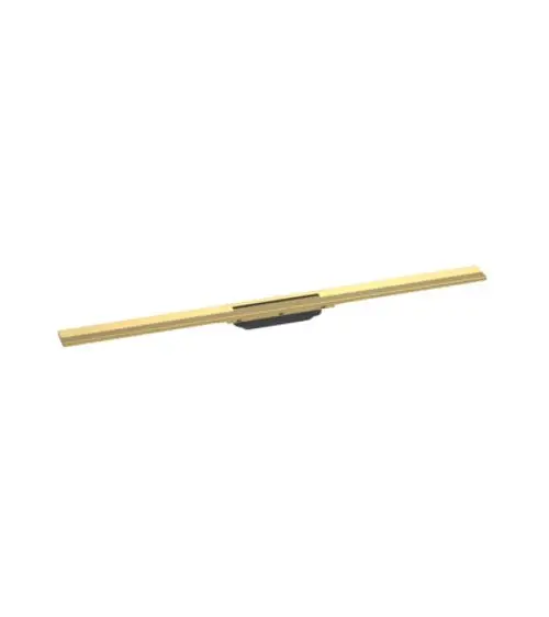 Duschrinne in Polished Gold Optic mit gerader Form und mittlerem Abfluss. Produkt von Hansgrohe, geeignet für die Installation in Badezimmern.